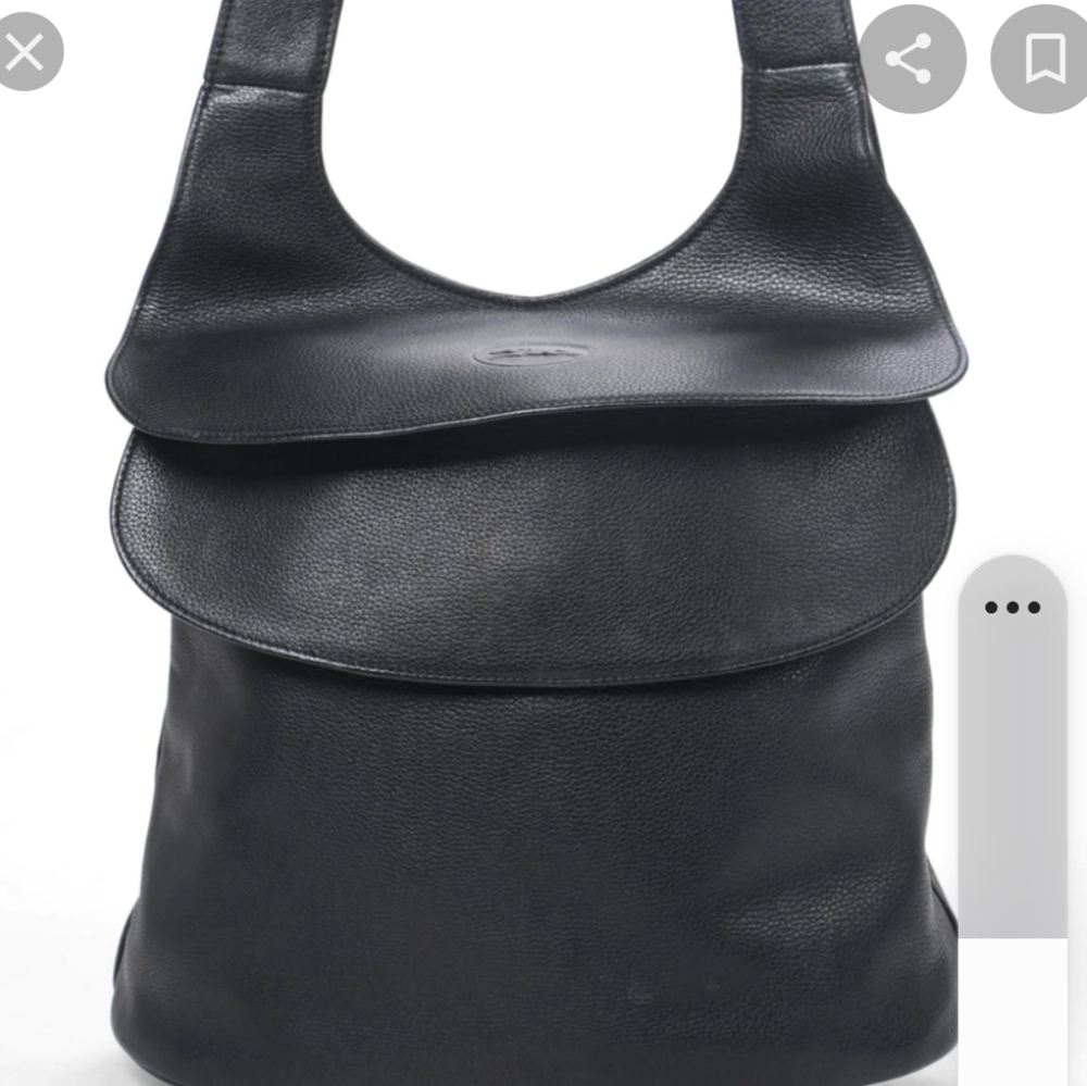 VINTAGE LONGCHAMP/ FRANCE BLACK PEBBLED LEATHER DU
